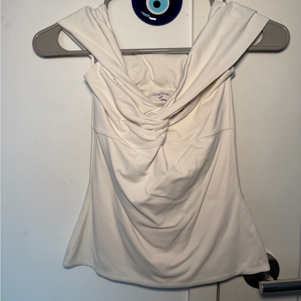 Aritzia contour twist off shoulder top MATTE PEARL. Never worn